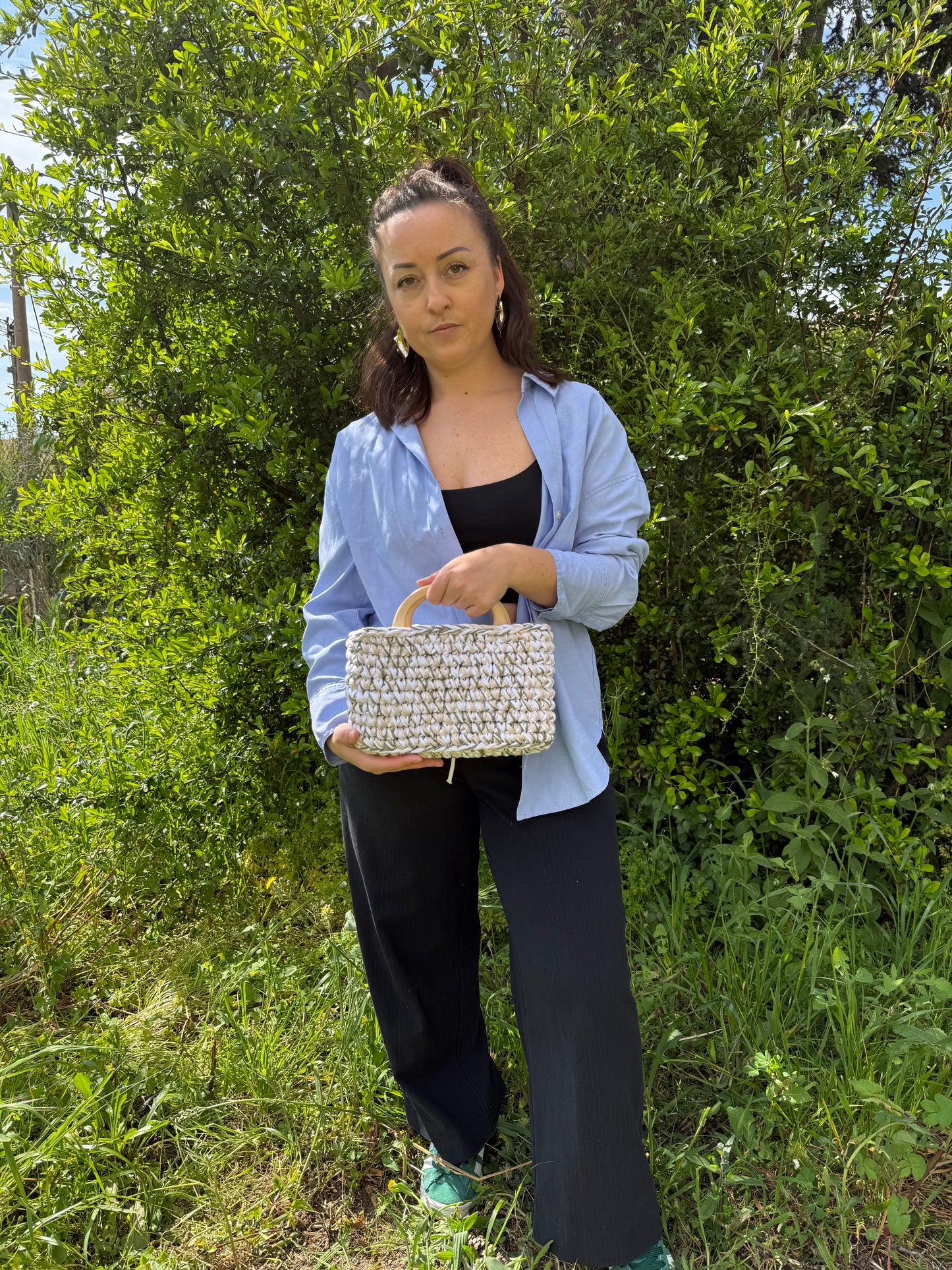 Sac Alba avec anse en bois